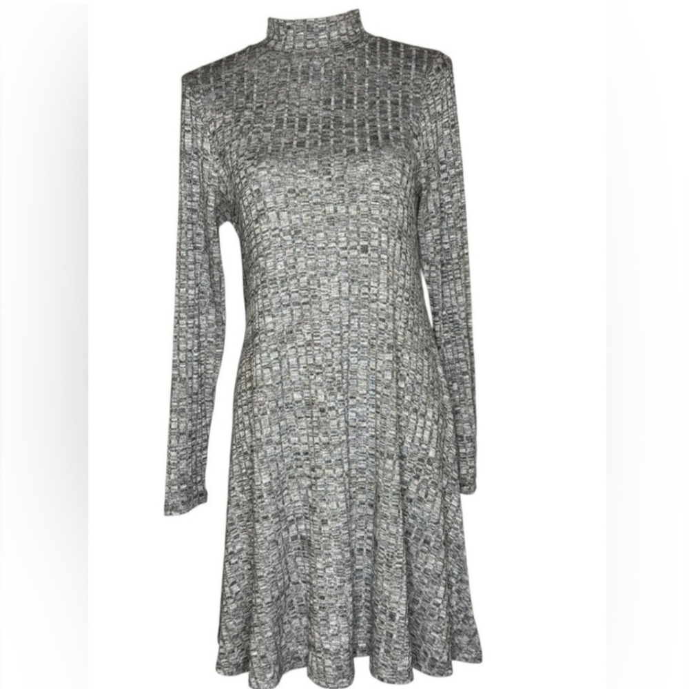 Ivanka Trump Gray Heather Long Sleeve Turtleneck Knit Dress